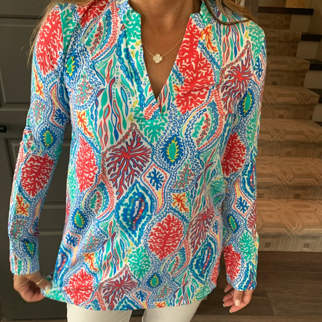Lilly Pulitzer Patterned Long Sleeve Tunic Blouse